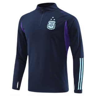 梅西阿根廷足球训练服套装男长袖球衣巴萨半拉链秋冬新款外套定制