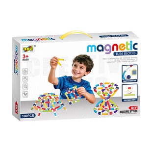 3+ DIY Magnetic Tube Blocks 外贸宝宝可伸缩磁力棒积木拼装玩具