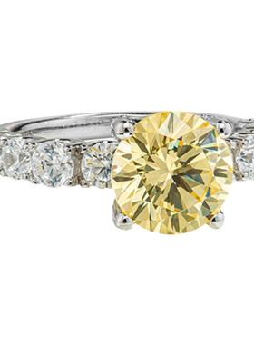 锆石戒指银镀18k白金奢华珠宝感