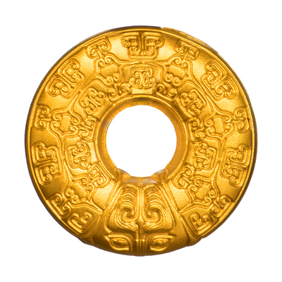 金米黄金瑞兽纹平安扣足金吊坠