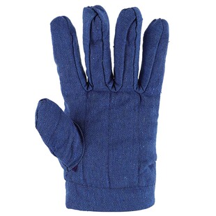 手套男款冬季工作劳保耐磨加棉加厚防滑白色保暖牛仔布五指防护