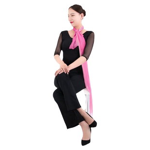 秋冬形体训练服装女分体型体导师服模特礼仪培训套装黑色修身上衣