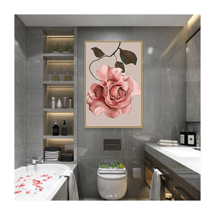 卫生间装饰画自粘宾馆酒店民宿洗手间厕所壁画黏贴免打孔瓷砖贴画