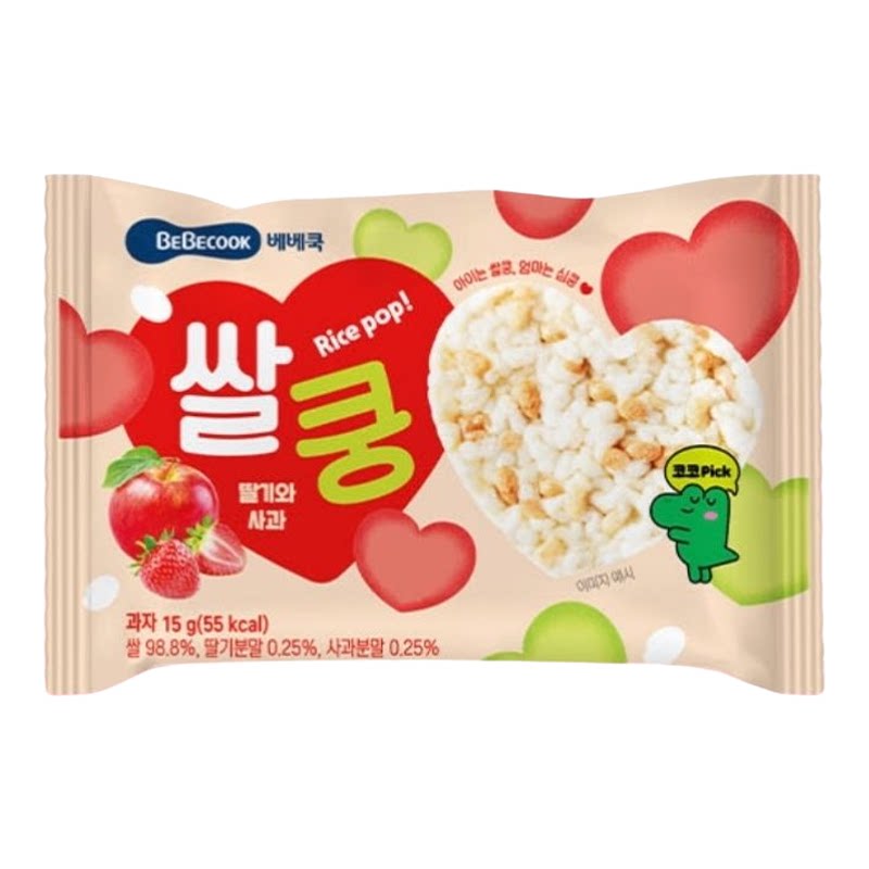 BEBECOOK 营养心形小米饼15g草莓苹果适合12个月以上婴儿有机零食