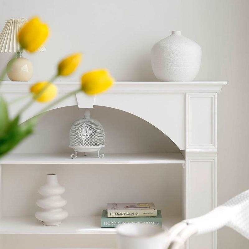 批发白色法式壁炉装饰柜木质客厅电视柜玄关背景墙边柜置物架收纳