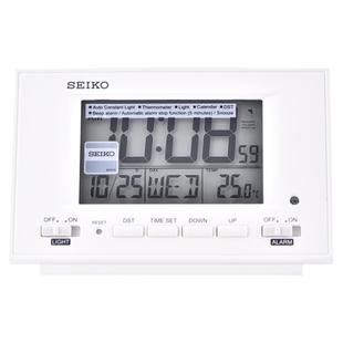 SEIKO日本精工电子钟贪睡日历夜灯温度计大屏办公卧室床头闹钟