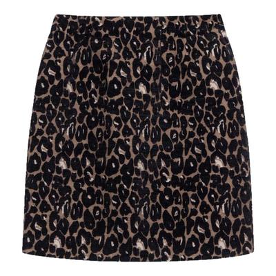 复古定制豹纹高腰A字包臀半身裙