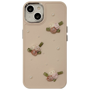 立体玫瑰花朵diy珍珠iPhone14手机壳适用苹果13promax少女心12/11创意xsmax网红xr新款8/7plus女神气质启乾