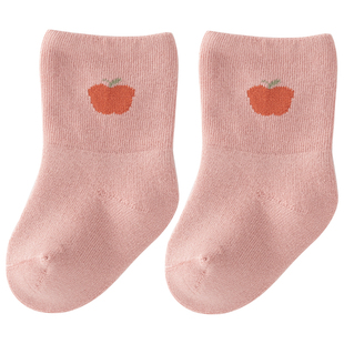 木生棉新生儿毛线圈袜宝宝秋冬弹力袜子婴幼儿无骨不勒腿加厚袜子