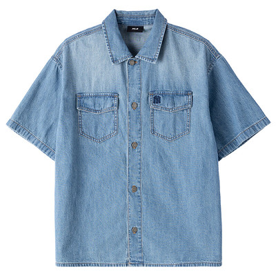 MLB情侣牛仔衬衫男女NY休闲短袖