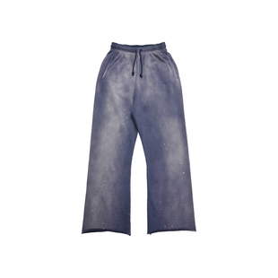 【宋威龙同款】haonanhuang 做旧成衣染色泼墨卷边直筒休闲长卫裤