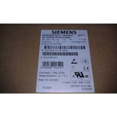 议价6SE64003CC004AB3西门子MM420变频进线电抗器6SE6400-3CC00-4