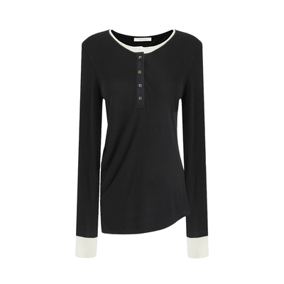 UNSPOKEN撞色假两件针织衫