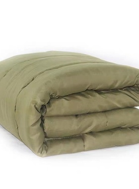 厂家批发劳保救灾加厚绿色花格单人单位热熔褥子被褥褥子学生宿舍