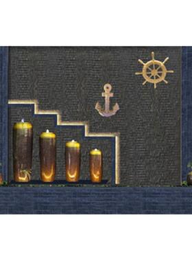 石材新中式风鱼池庭院别墅水幕墙