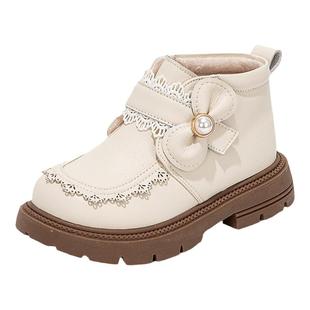 舞玛女童鞋儿童真皮短靴子2025新款宝宝冬季小女孩加绒二棉鞋鞋子