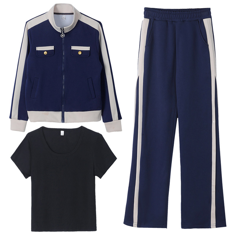 啄木鸟中老年运动服套装女春秋款新款中年卫衣妈妈春装宽松三件套