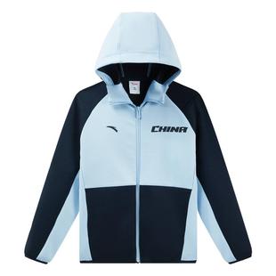 安踏儿童男童户外针织运动上衣春秋季新款防风保暖连帽百搭薄外套