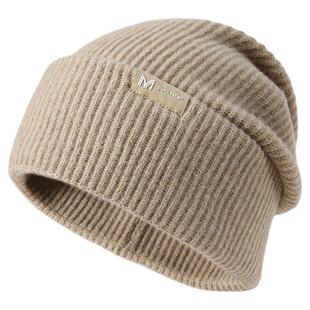 玖慕纯羊毛帽子女士秋冬黑色加厚保暖大头围堆堆毛线针织月子冷帽