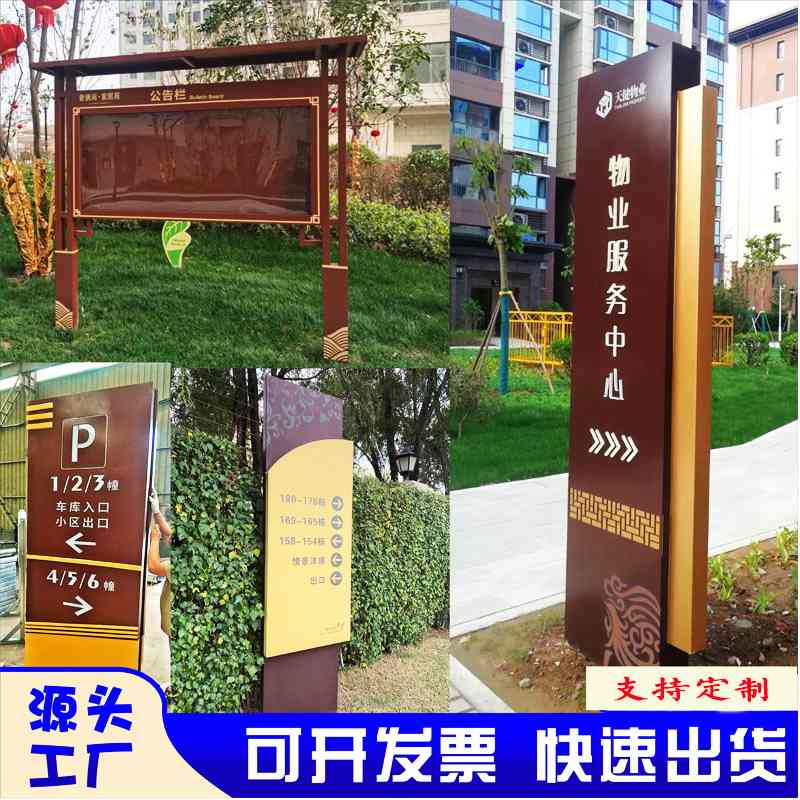 全套地产物业导示标牌小区公寓导视标识停车导示宣传栏门牌楼栋牌