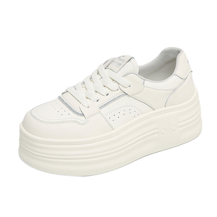 踩屎感真皮小白鞋女款2026春季新款百搭厚底学生板鞋软底轻便女鞋