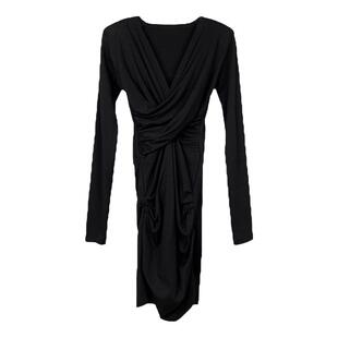 长袖收腰气质连衣裙内搭女装秋冬性感修身包臀短裙黑色打底连身裙