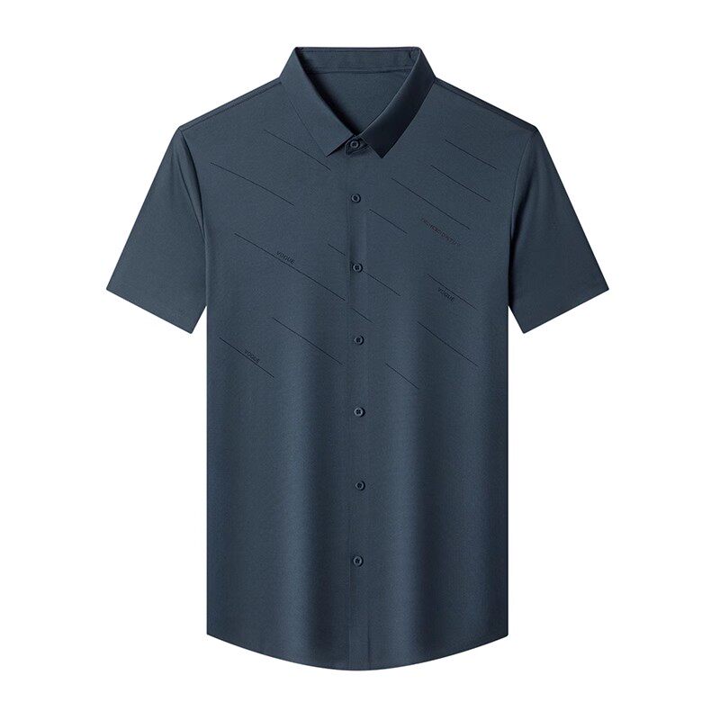 红色爸爸结婚礼服短袖衬衫透气