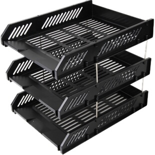 得力文件座9209三层塑料可拆卸文件框A4资料收纳盒学生书本试卷桌面办公整理分类文件盘书架办公用品批发