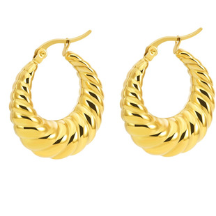 戚薇同款耳环巨好看度假风个性螺纹医用钛钢镀金可碰水不掉色耳饰