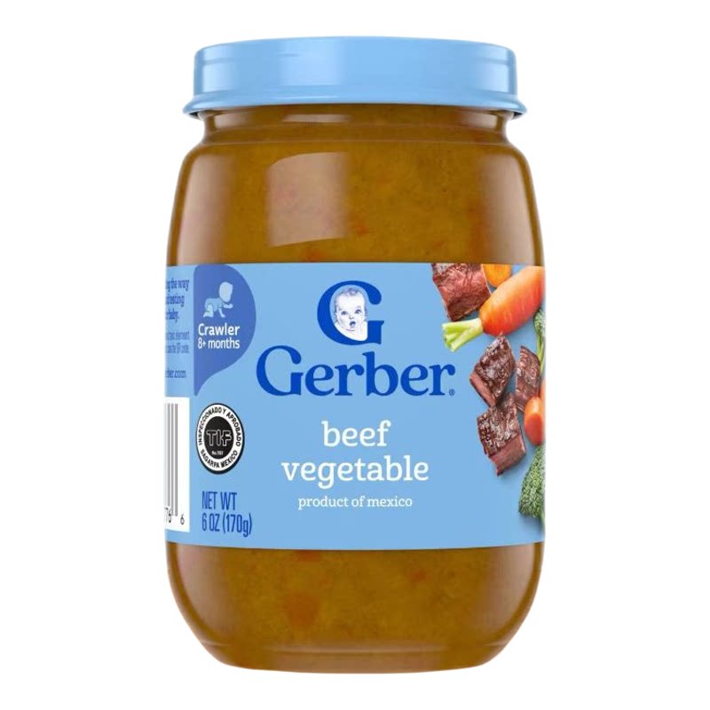 Gerber嘉宝美国进口宝宝果泥牛肉泥蔬菜泥170g婴幼儿营养辅食小食