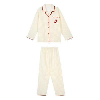 JoyceBra撞色格子夹棉睡衣