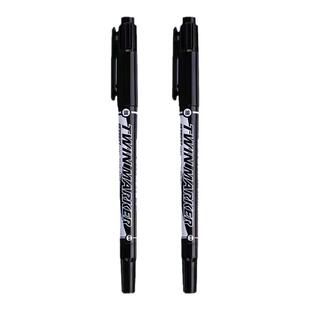 晨光勾线笔记号笔双头油性美术专用小学生黑色红色蓝色两头儿童幼儿园马克笔速干防水防油不掉色工地大头笔