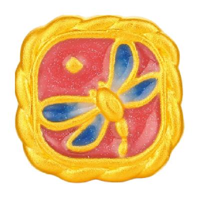 梦金园珐琅蜻蜓黄金转运珠手链