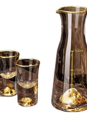一品江山金山金箔水晶白酒杯分酒壶1壶1杯家用套装创意小酒杯酒盅