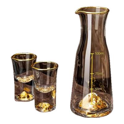 一品江山金山金箔水晶白酒杯分酒壶1壶1杯家用套装创意小酒杯酒盅