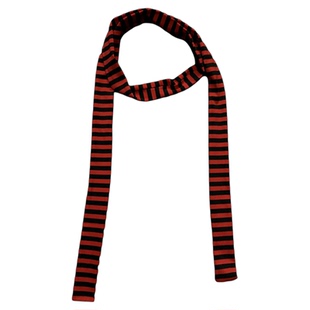 2025新款辣妹装饰窄版长条围脖秋季细条纹围巾同款红色围巾薄款秋