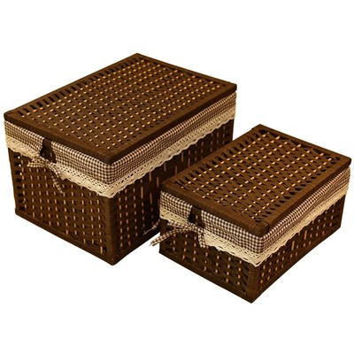 实木编织竹编收纳筐带