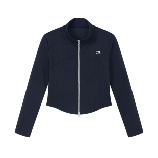 暮色蓝立领卫衣女MOFAN摩凡春秋新款运动休闲外套修身两件套装