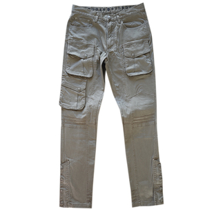 HYDROGEN男裤修身牛仔裤多袋裤工装裤秋冬长裤洗水潮骷颅头纯棉