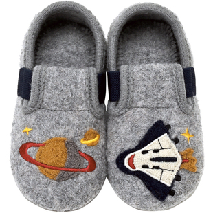 小茸 儿童室内鞋2-8岁羊毛透气家居鞋卡通太空飞船软底防滑地板鞋