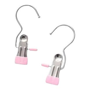 家用无痕裤夹子不锈钢多功能带挂钩裤子收纳神器单个衣架防风衣柜