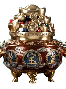 黄铜聚宝盆摆件办公开业礼物