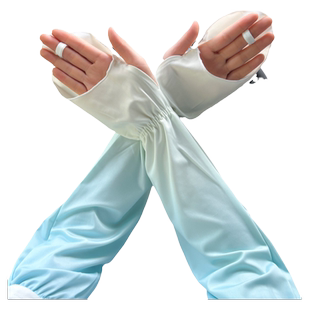 渐变色防晒冰丝手袖子套手臂手套夏天开车宽松大码时尚女防紫外线