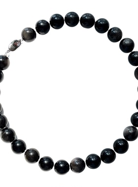 个性夸张大颗粒银黑曜石项链颈链