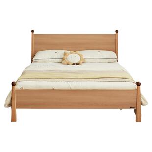 全友家居原木风儿童抽拉床小户型卧室家用实木脚1米5男女孩单人床