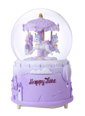 水晶旋转木马八音盒公主生日礼物