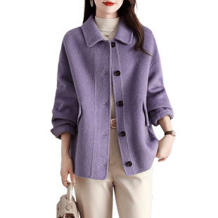 高端双面绒大衣女中长款宽松韩版加厚羊毛呢骆驼绒气质外套秋冬