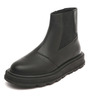 冬季切尔西靴男透气软底英伦风加绒烟筒靴高帮黑潮流中帮马丁靴男