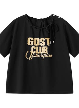 GOST美式串绳绑带斜肩t恤短袖