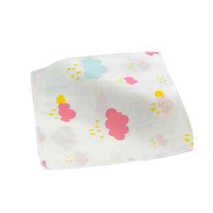 婴儿口水巾纯棉四层纱布方巾30x30幼儿园擦汗擦手小手帕挂钩薄款